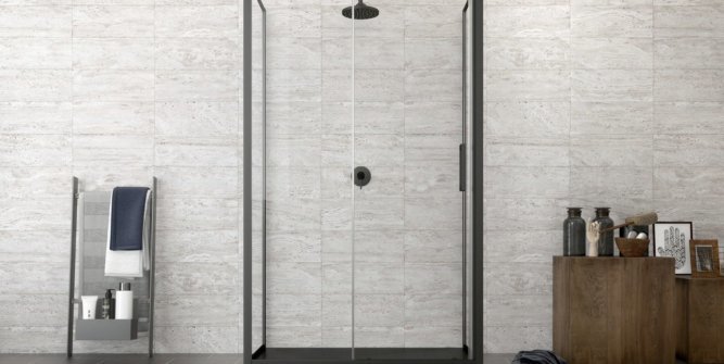 box doccia nero bagno moderno marmo